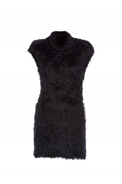 Женское платье черное с мехом IMPERIAL - M1632004